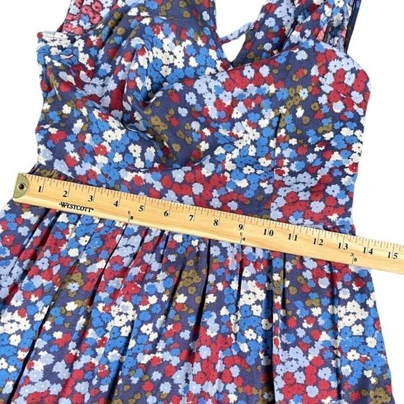 Forever 21 Blue, Red, and White Floral Sleeveless Lightweight Summer Dress Sz M - Picture 9 of 14